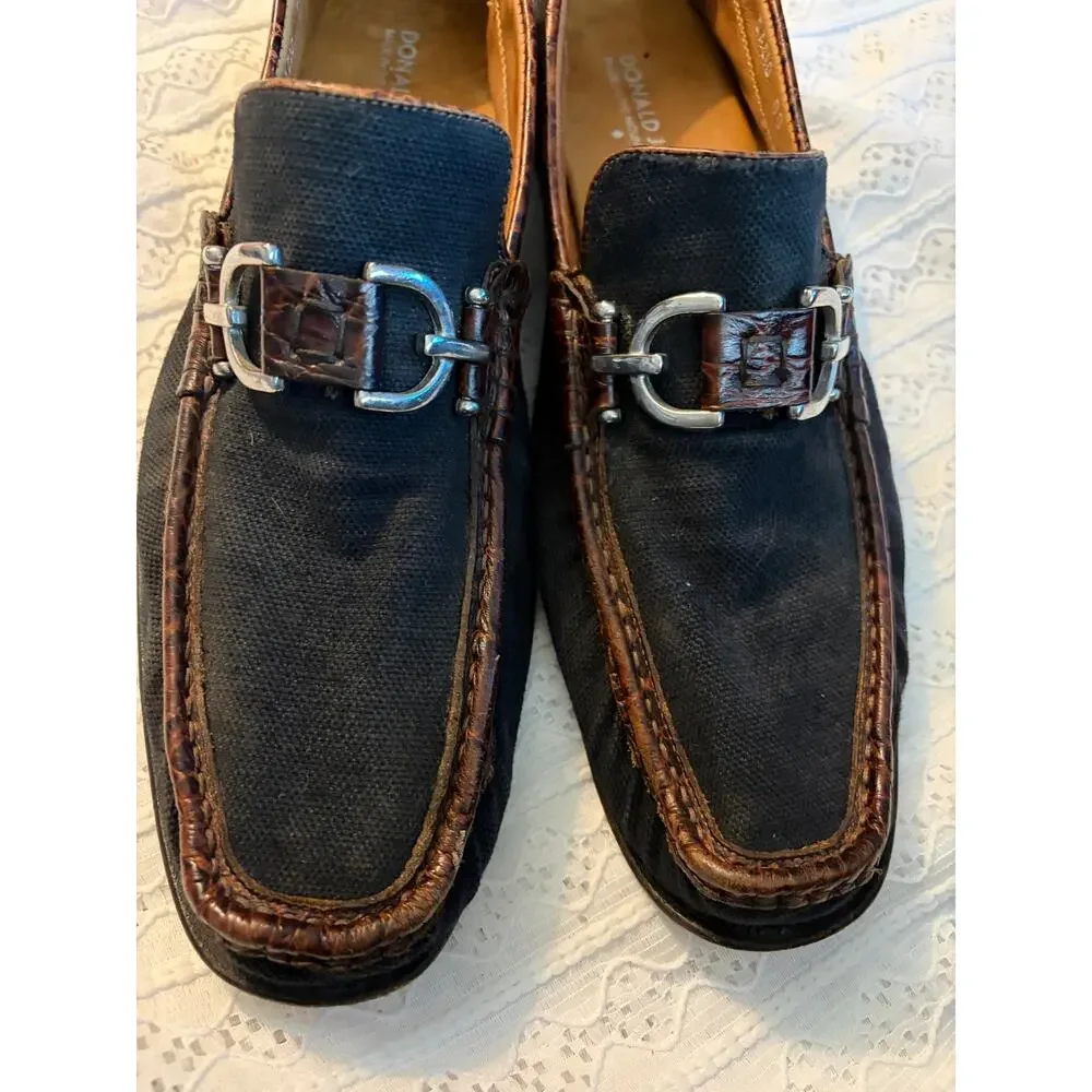 Donald J Pliner Men's Navy Leather Bit Loafers Slip On Dress Shoes Size 13